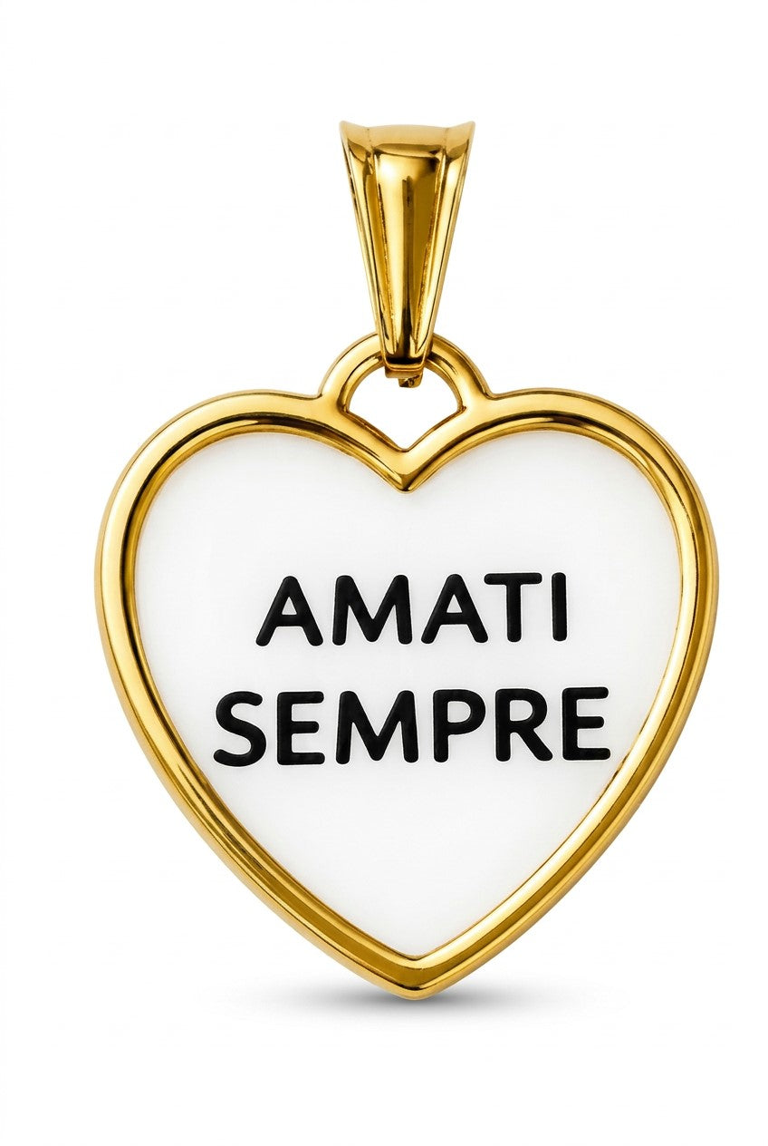 Pendant with phrase - Always Love - in stainless steel - waterproof - nickel free