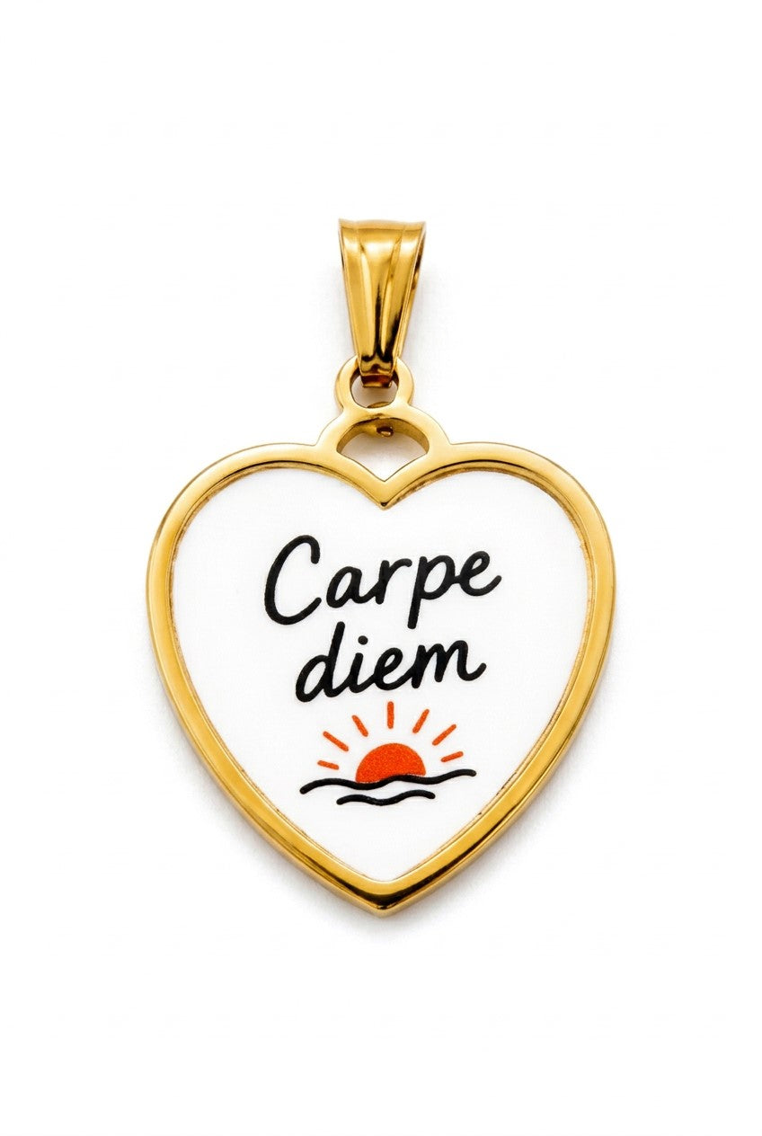 Pendant with phrase - Carpe Diem - in stainless steel - waterproof - nickel free