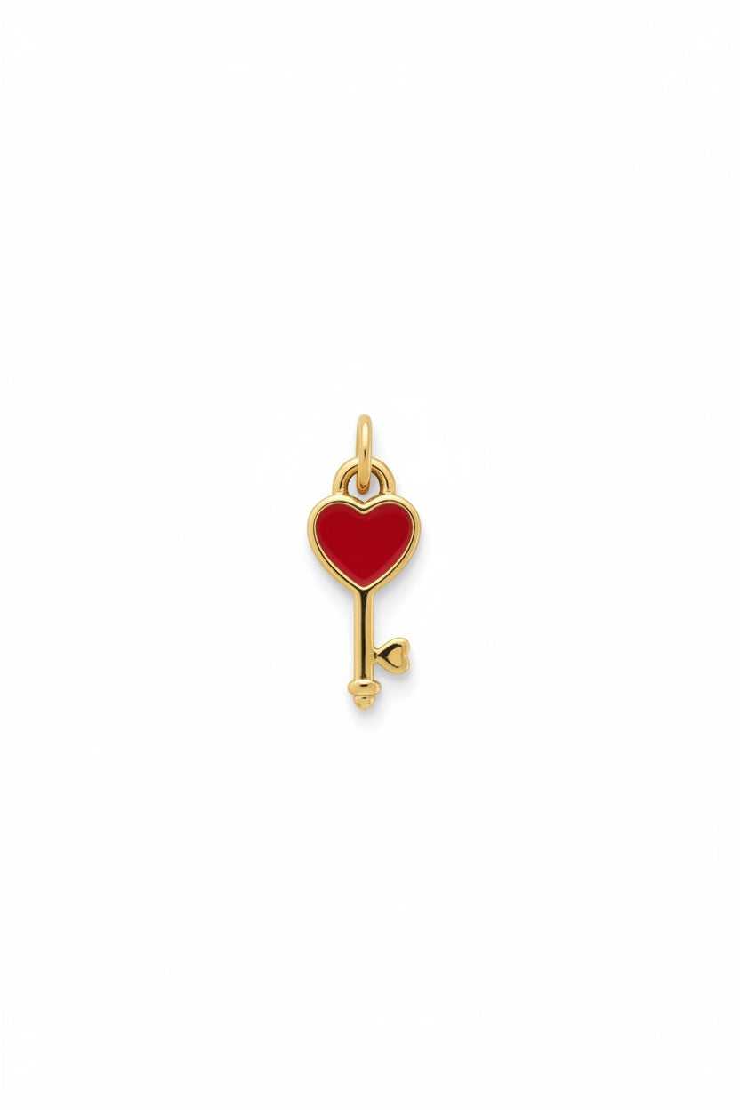 Red gold-coloured Heart Key pendant