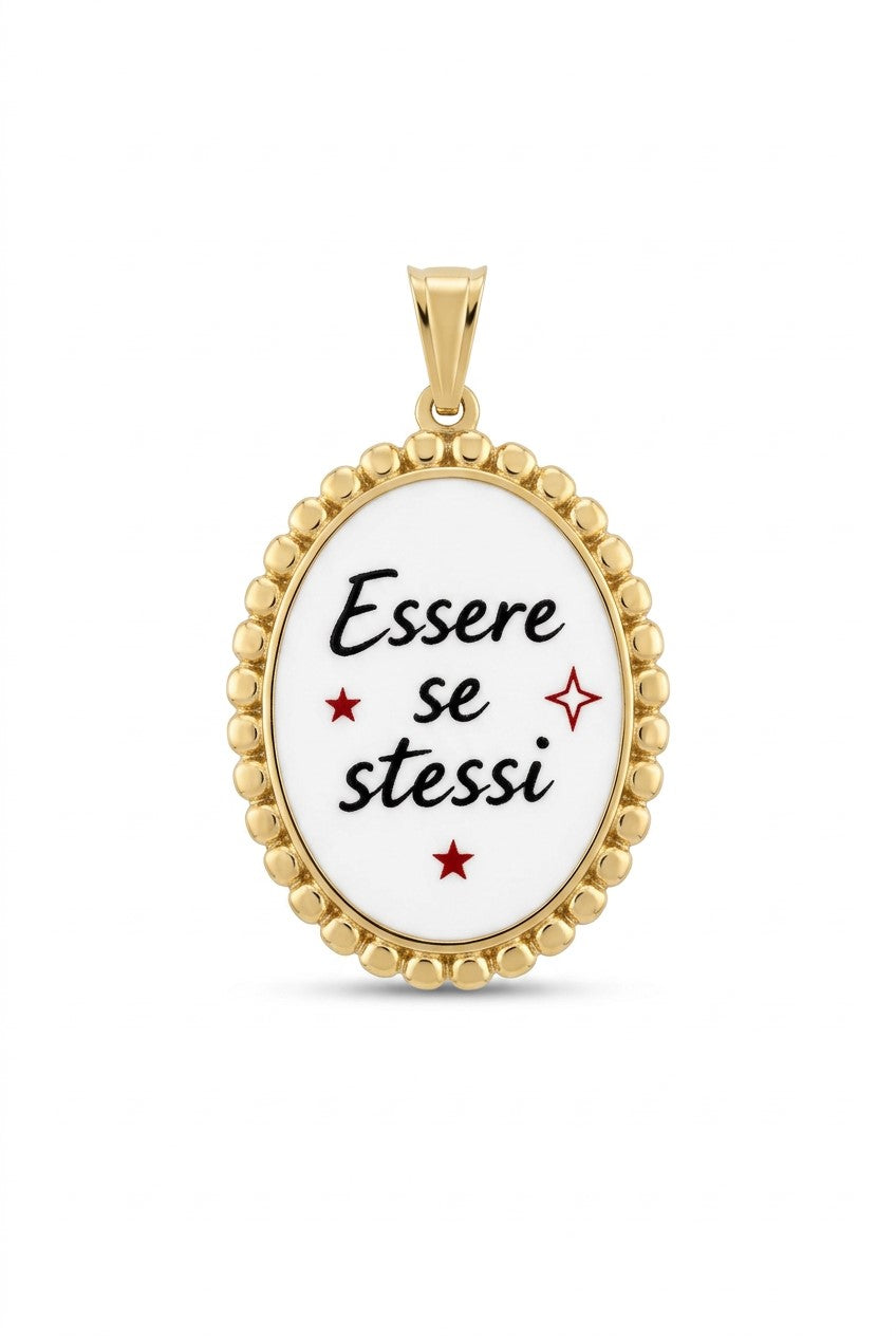 Pendant with phrase - Be yourself - in stainless steel - waterproof - nickel free