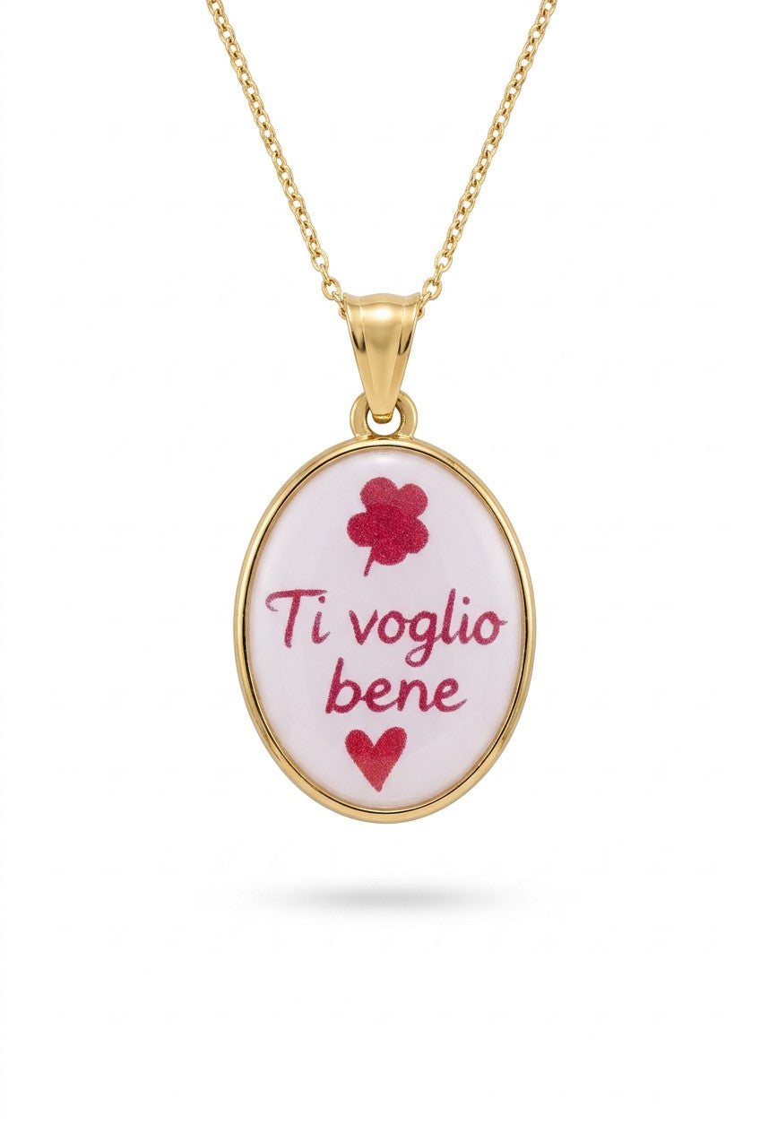 Pingente com frase - eu te amo - em aço inoxidável - à prova d'água - sem níquel