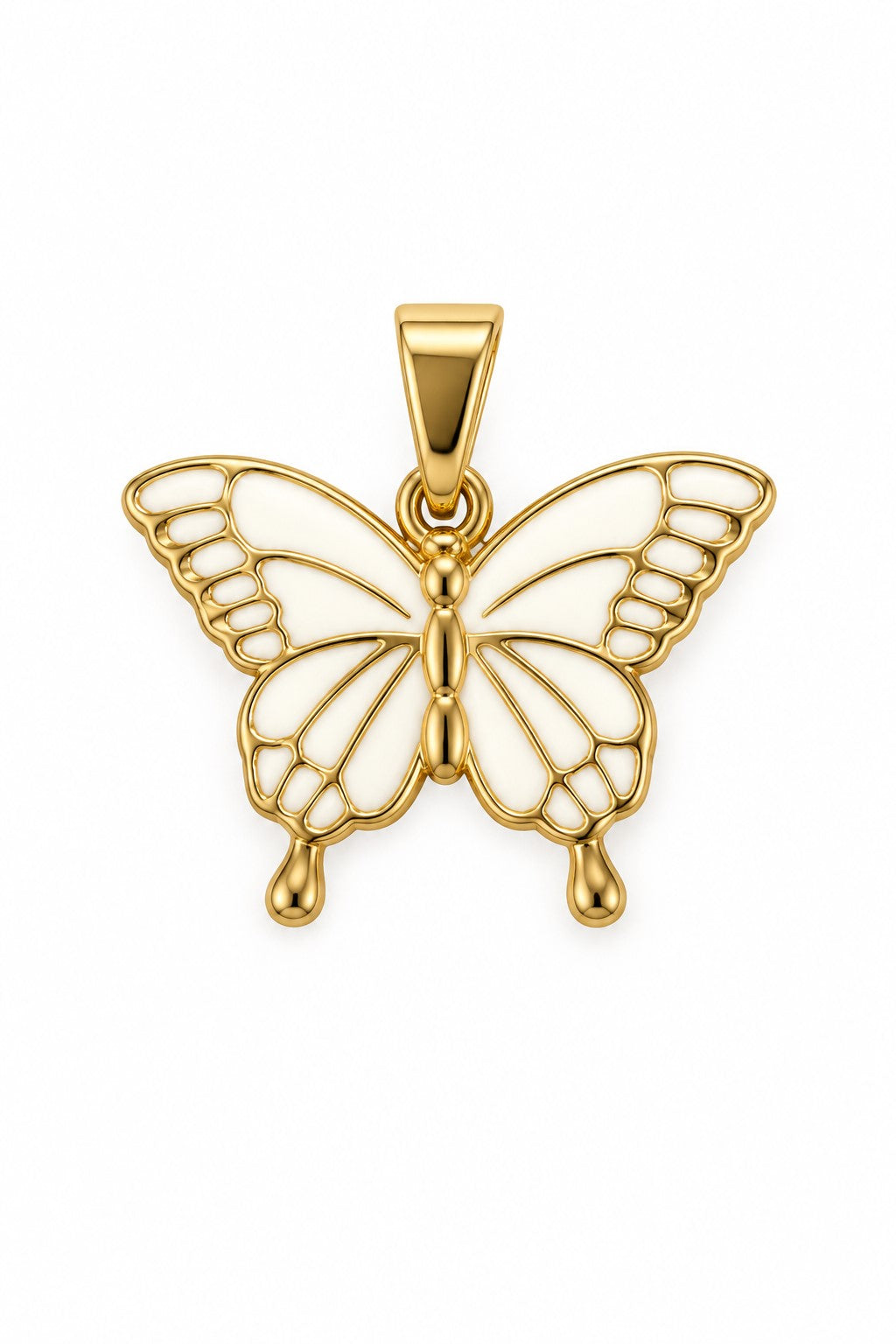 Ciondolo Farfalla oro e bianca in acciaio inossidabile - waterproof - nichel free