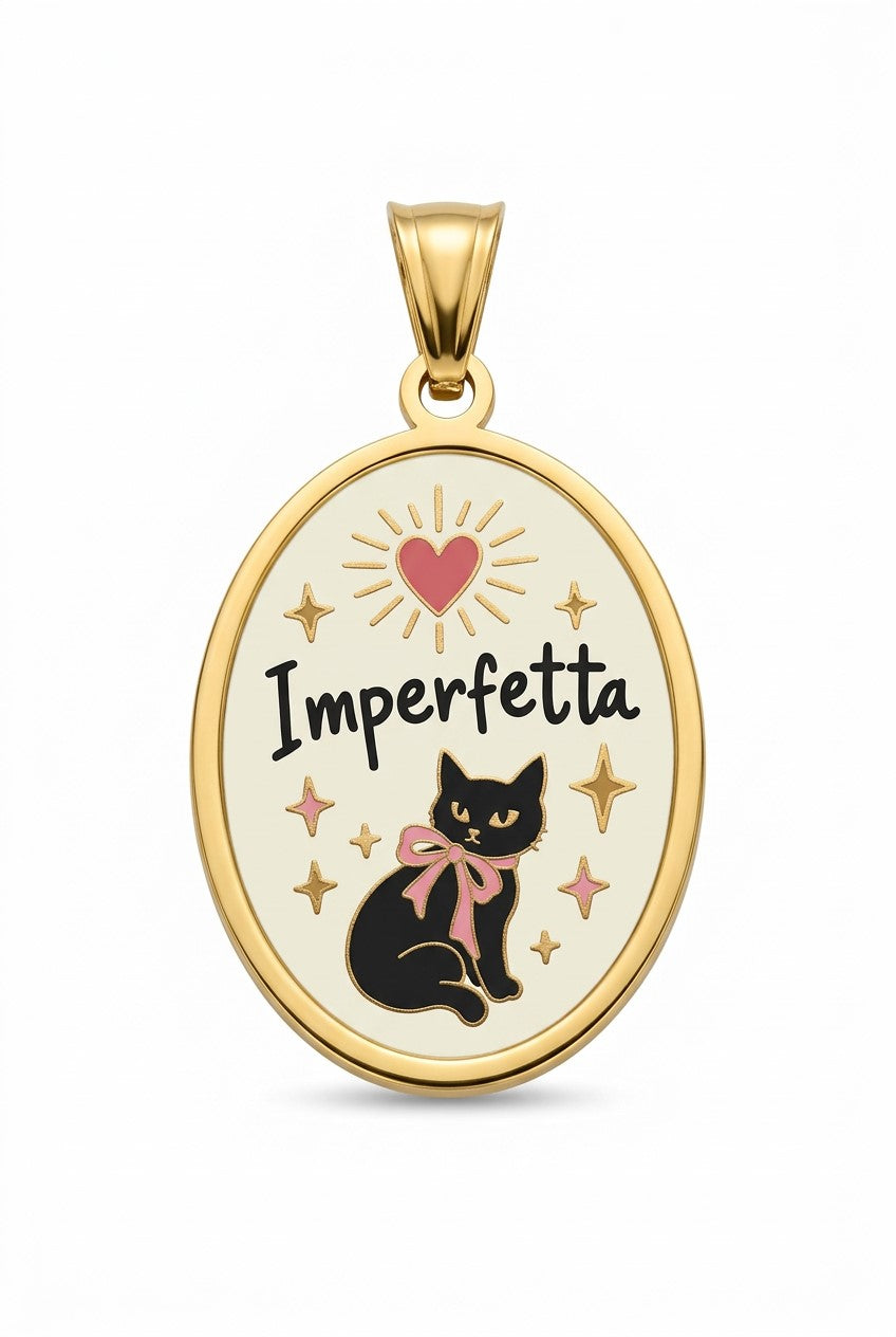 Ciondolo con frase - Imperfetta - in acciaio inossidabile - waterproof - nichel free