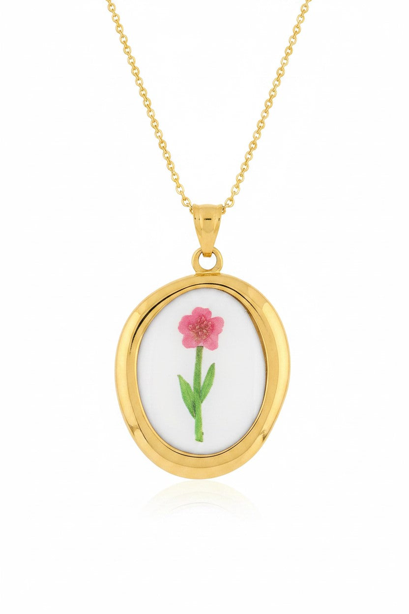 Pingente Vintage Flower Rose em aço inoxidável dourado à prova d'água