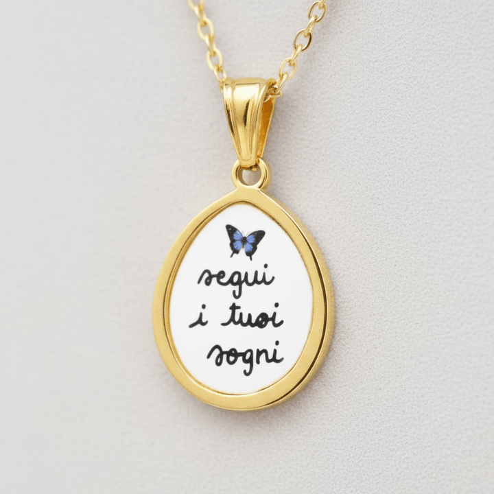 Collana Segui i Tuoi Sogni – Acciaio Dorato | Gioielli Donna
