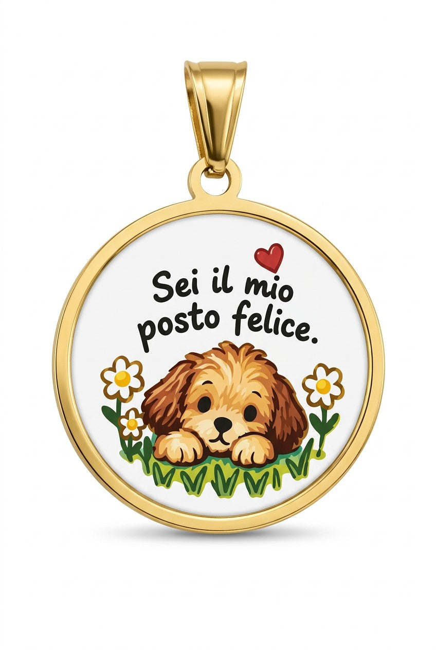 Pingente com frase - Você é meu lugar feliz - em aço inoxidável - à prova d'água - sem níquel