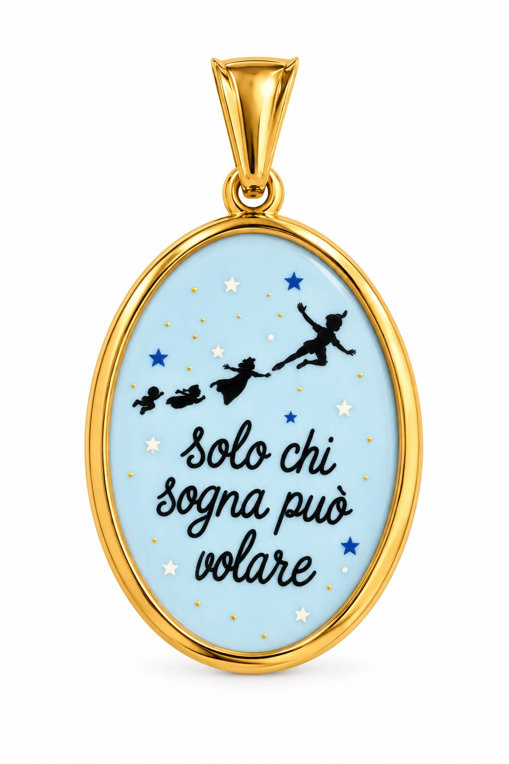 Pendant with phrase - Only those who dream can fly - in stainless steel - waterproof - nickel free