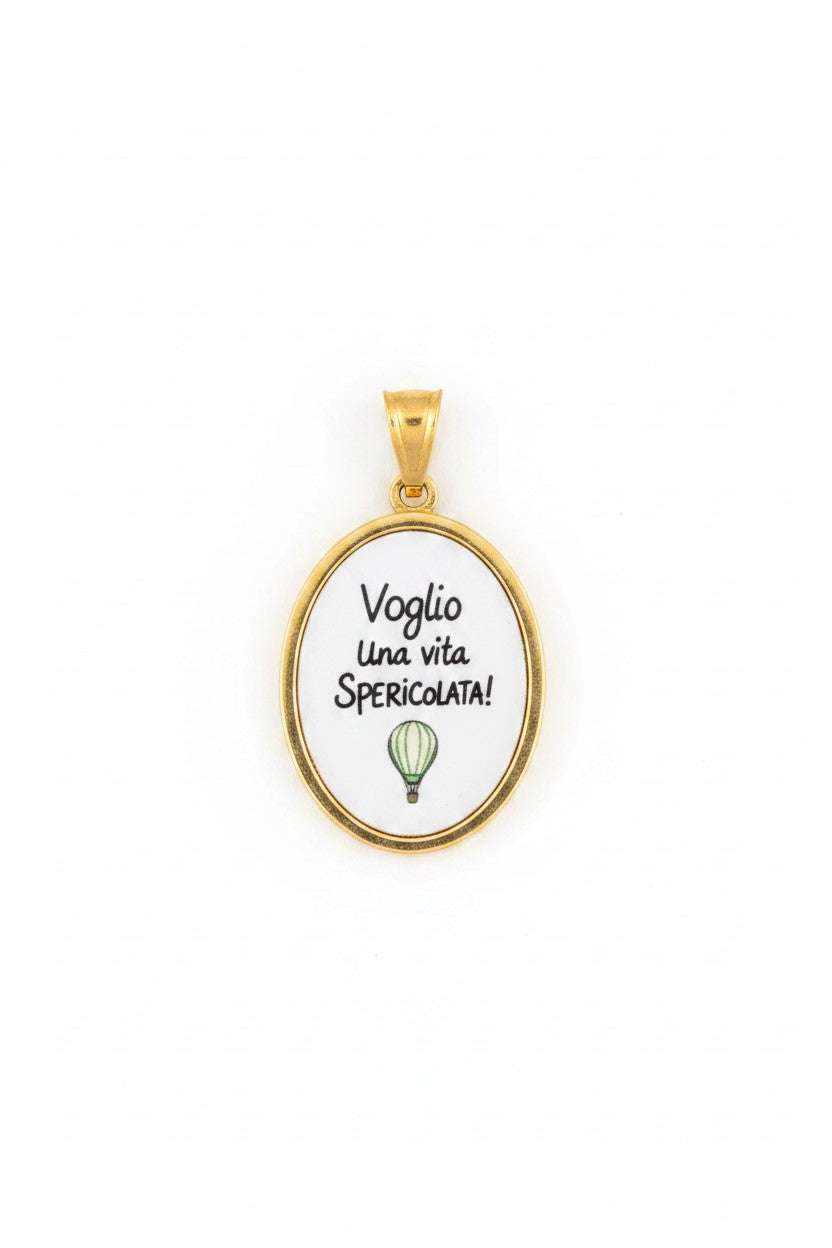 Pendant with phrase - I Want a Reckless Life - in water-proof stainless steel