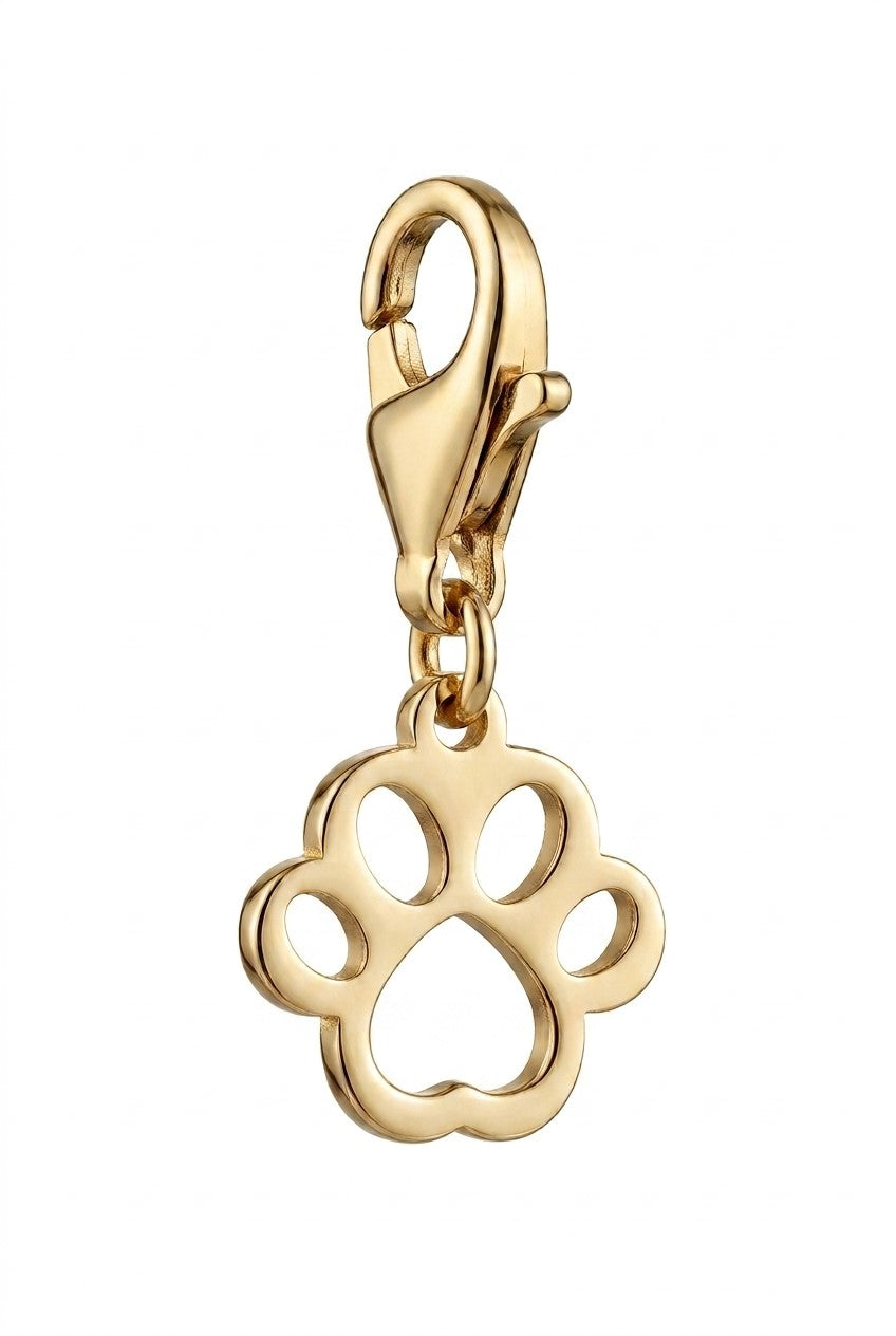 Paw pendant in gold-coloured steel - does not lose color - waterproof