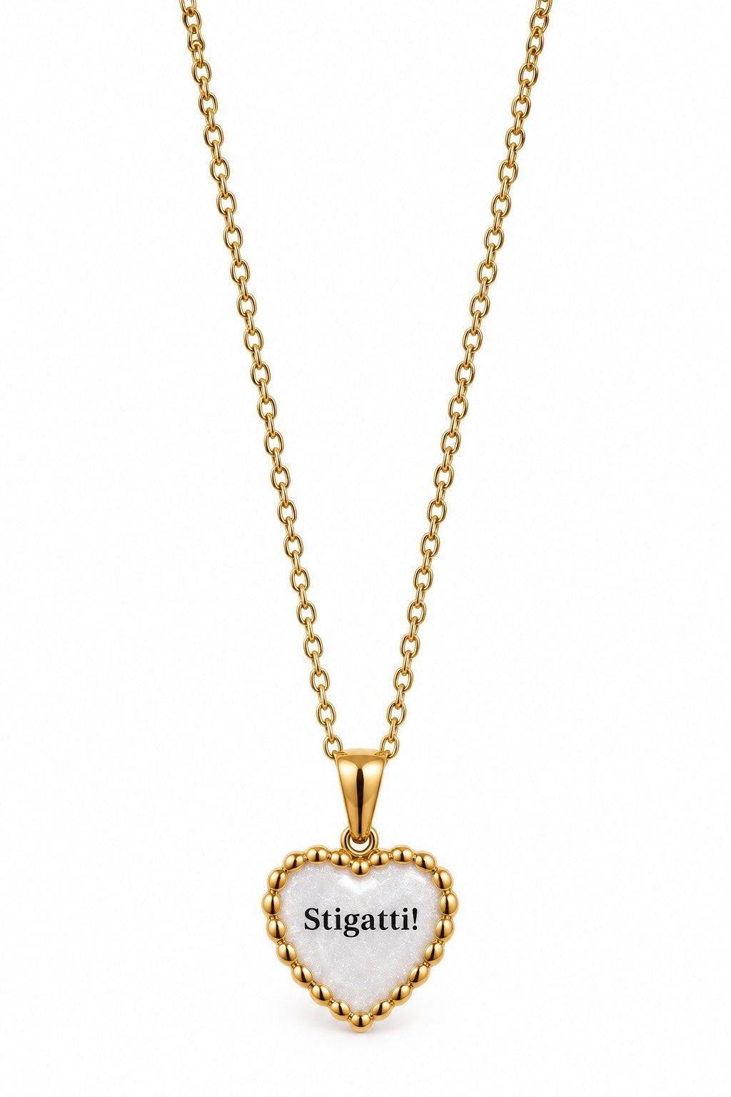 Collana con ciondolo con frase - Stigatti ! - in acciaio nichel free
