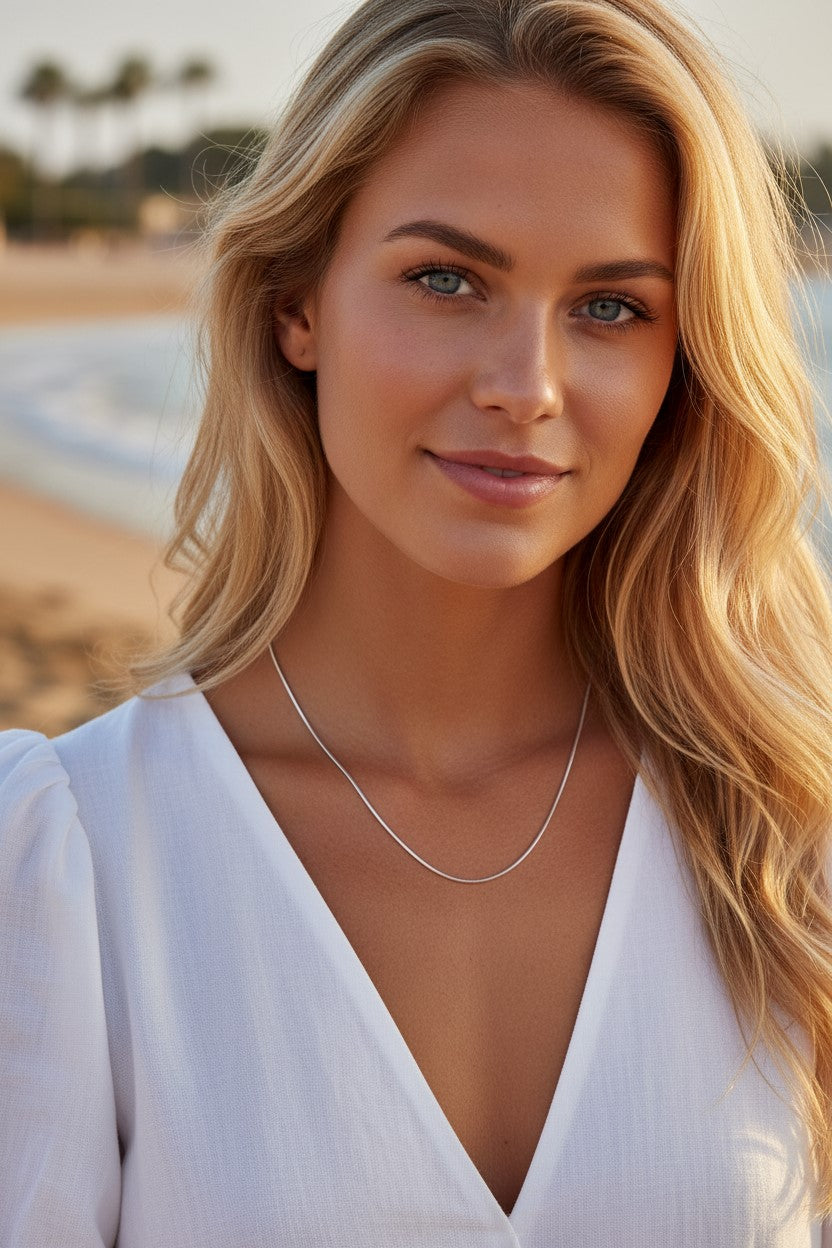 Collana Basic modello a coda di topo ideale per ciondoli color Argento in acciaio - waterproof