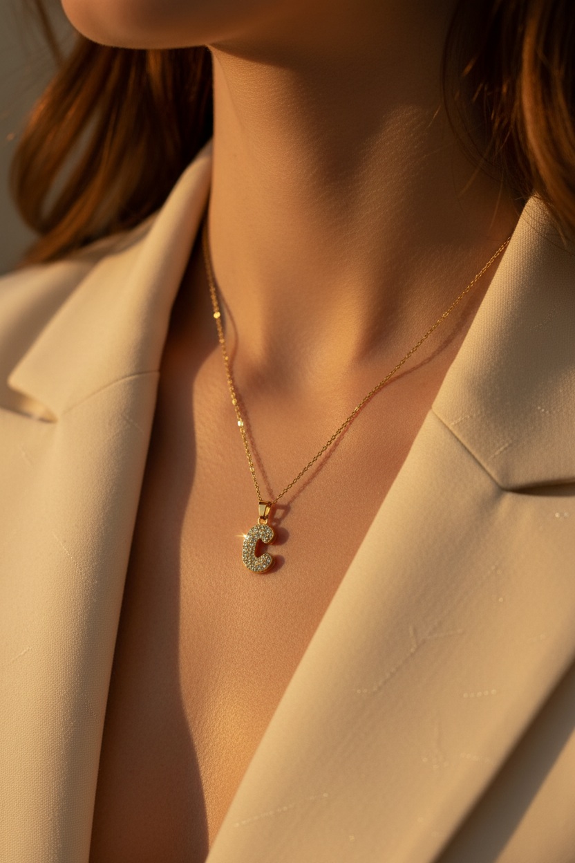 Collana iniziale C dorata