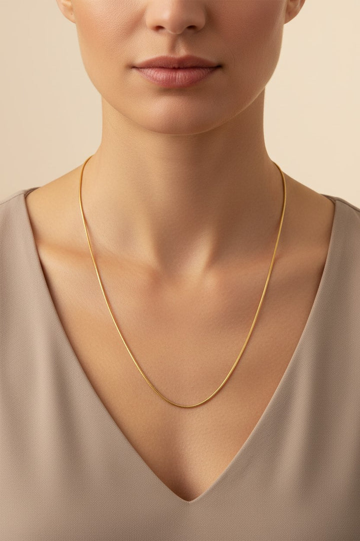 Collana Basic modello a coda di topo lunga 60 + 5 cm ideale per ciondoli color Oro in acciaio - waterproof