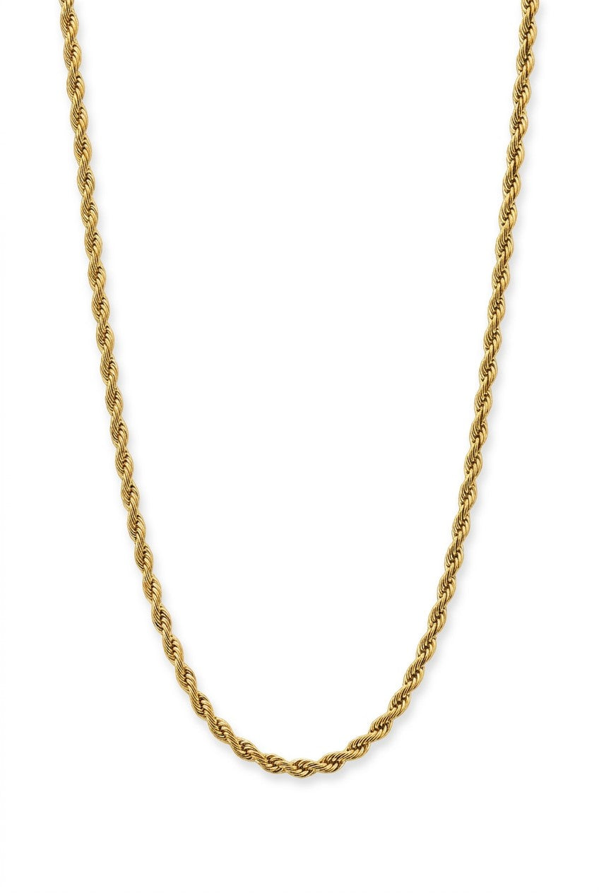 Colar Torchon clássico dourado - em aço - sem níquel - comprimento 60 + 5 cm - espessura 3 mm
