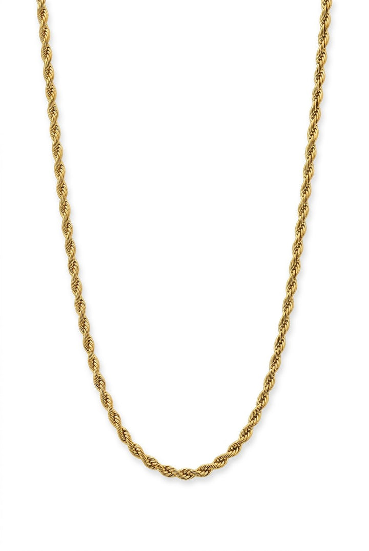 Colar Torchon clássico dourado - em aço - sem níquel - comprimento 60 + 5 cm - espessura 3 mm