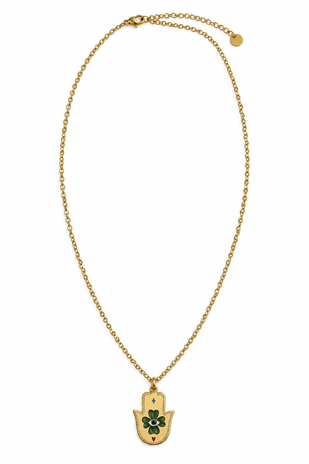 Hand of Fatima lucky charm necklace in steel - does not lose color - nickel free
