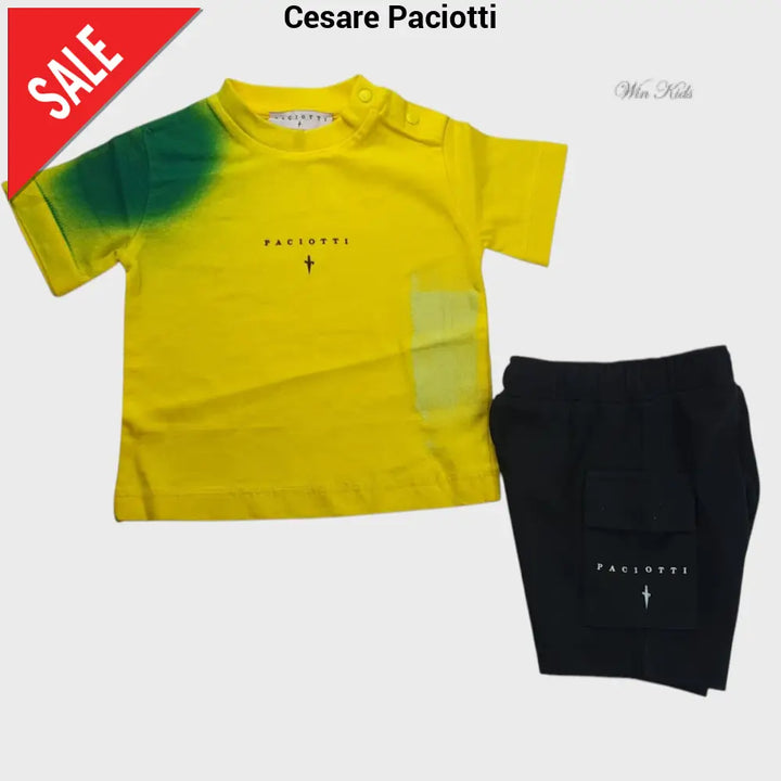Completo CESARE PACIOTTI baby e kids giallo e nero 6 mesi - 6 anni Completi