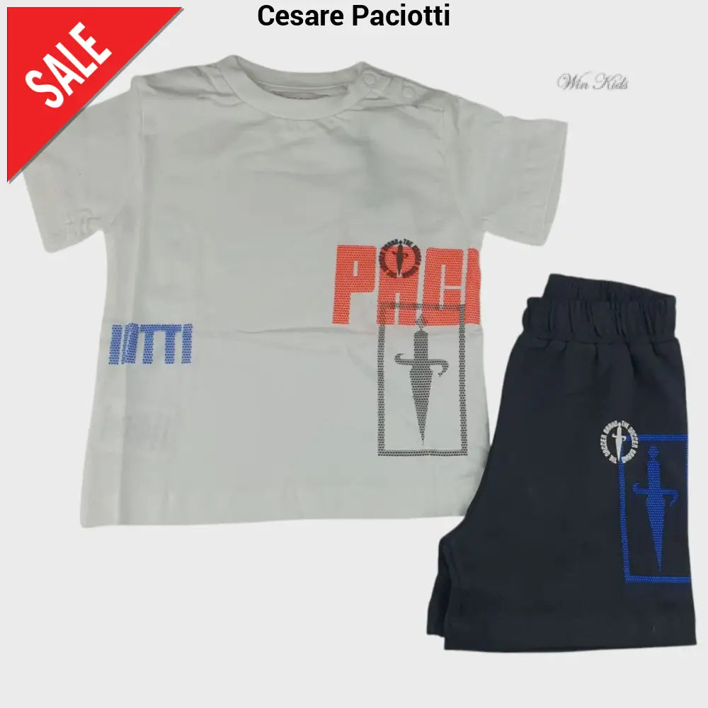 Completo CESARE PACIOTTI baby kids e junior bianco e nero spadino 6 mesi - 16 anni Completi