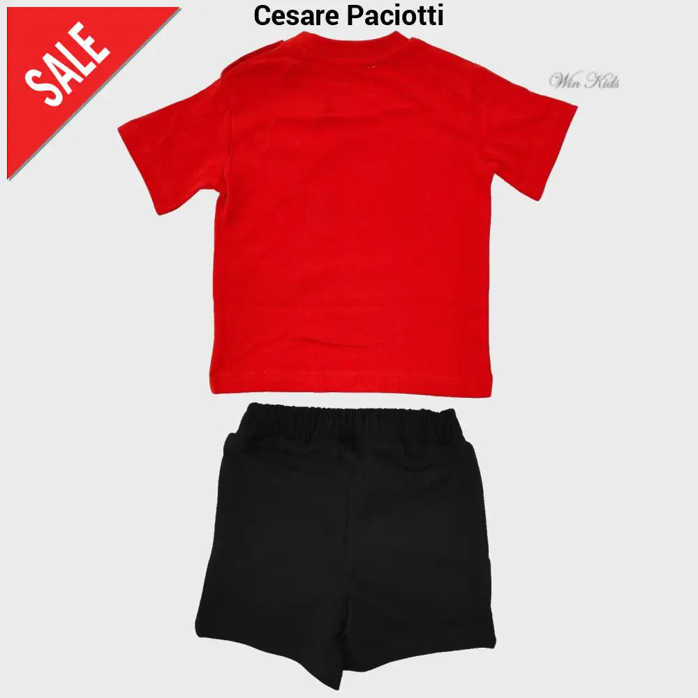 Completo CESARE PACIOTTI baby kids e junior t-shirt rossa e bermuda nero 6 mesi - 16 anni Completi