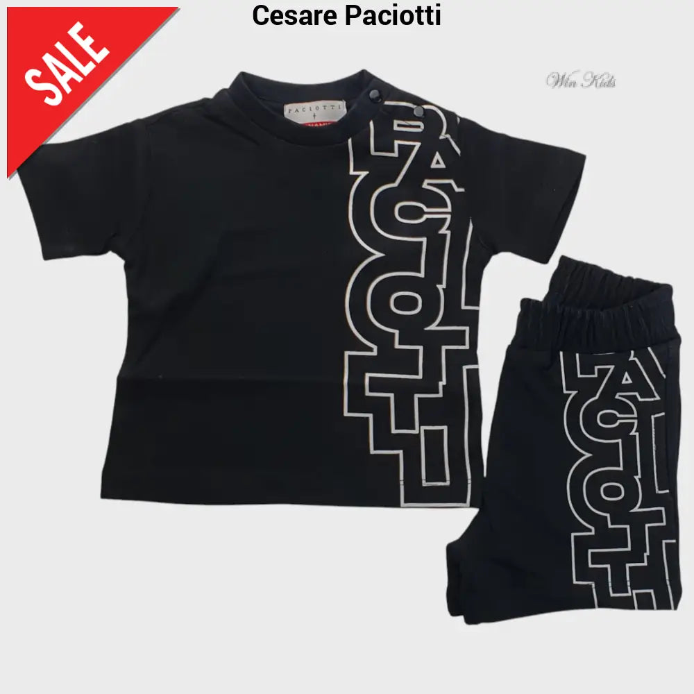 Completo CESARE PACIOTTI baby kids e junior total black 6 mesi - 16 anni Completi