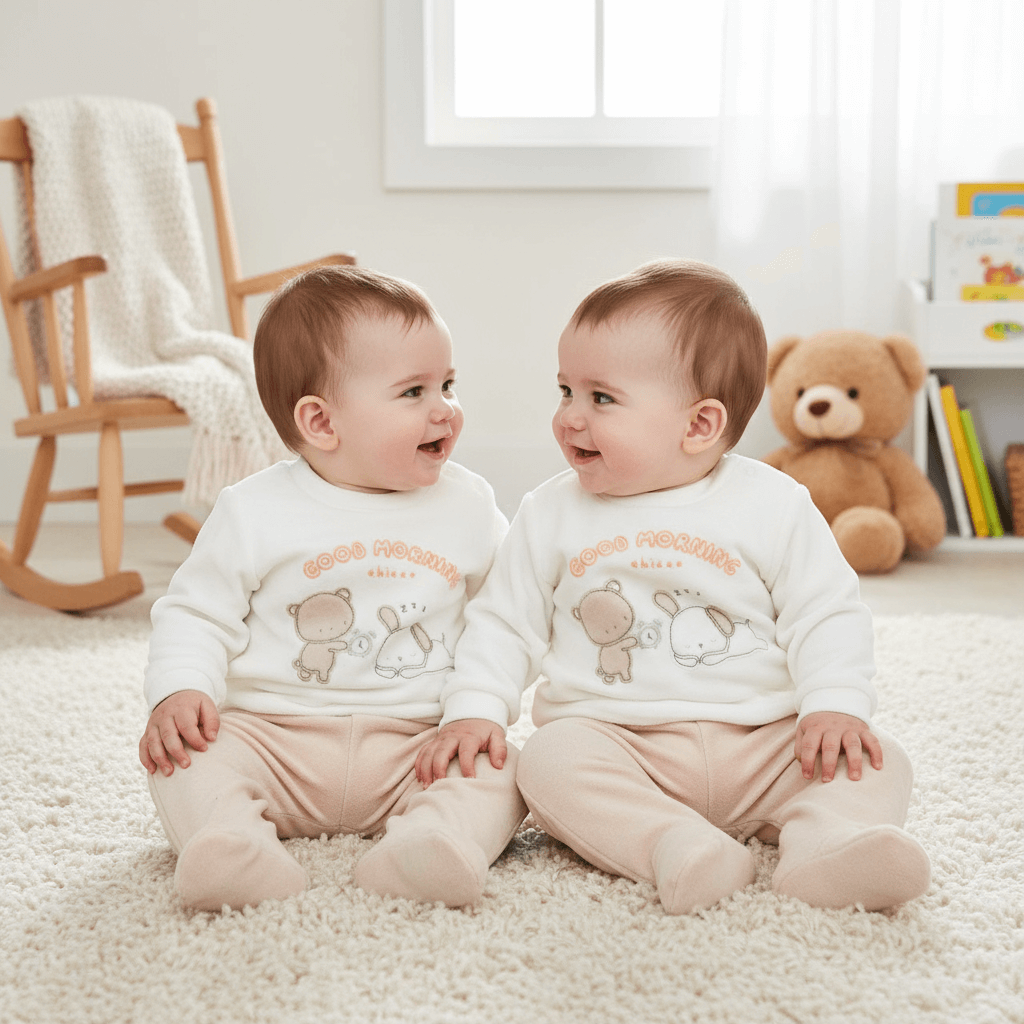 Completo CHICCO in ciniglia beige tema orsetto e cagnolino