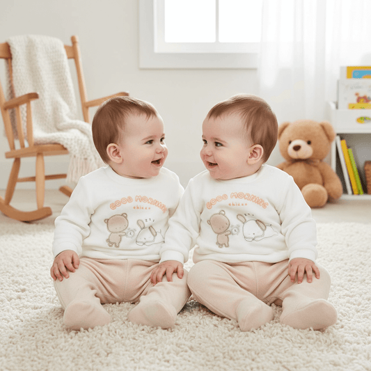 Completo CHICCO in ciniglia beige tema orsetto e cagnolino