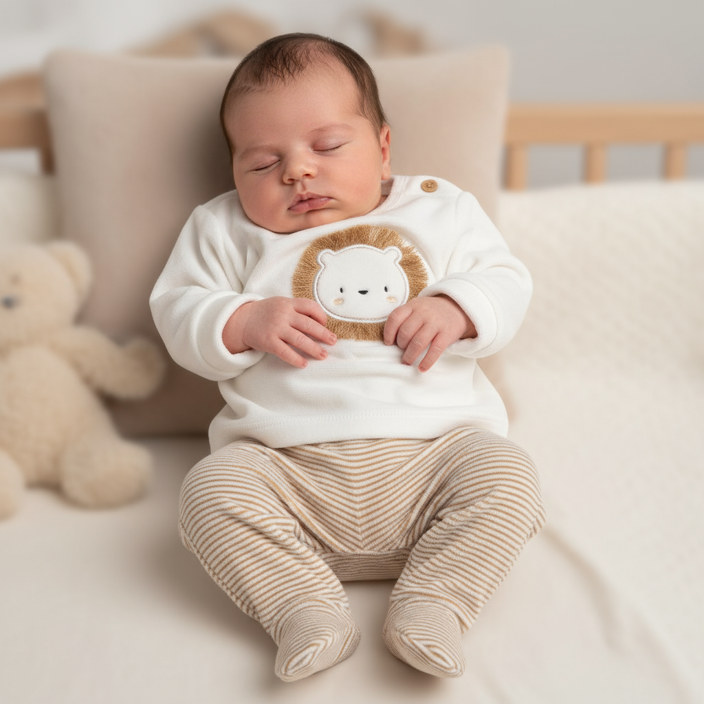 Completo CHICCO leone in ciniglia panna e beige - Neonato