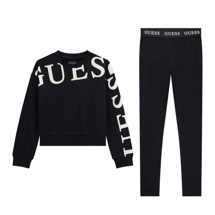 GUESS black sweatshirt and leggings set with white logo from size 8 years to 16 years