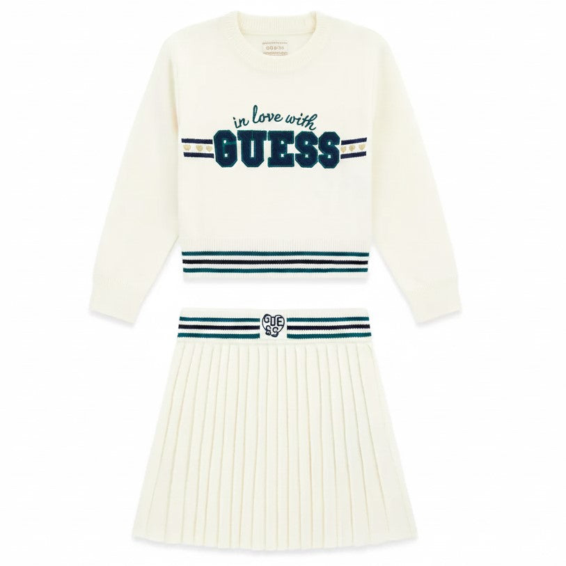 Completo Guess in maglia composto da Maglioncino e Gonna dalla taglia 2 anni alla 8 anni