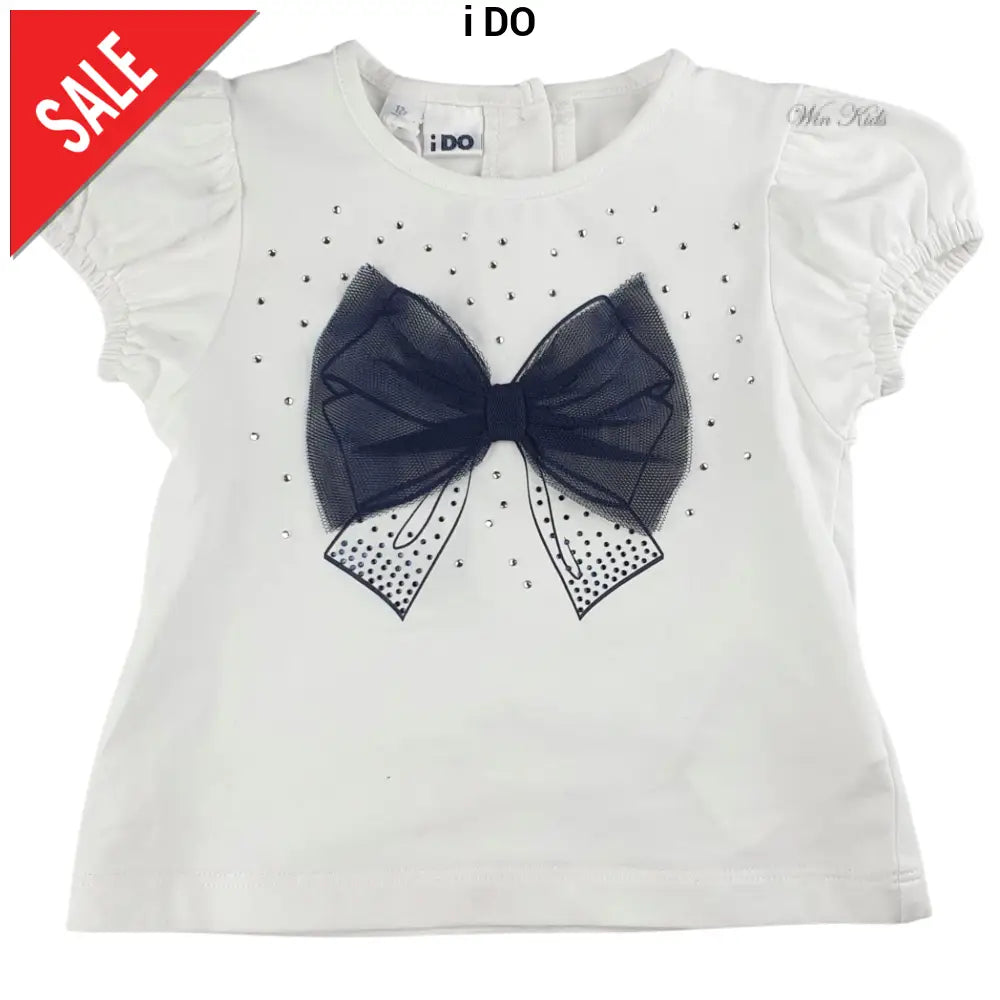 Completo i DO bambina t-shirt e gonna con fiocchi bianco e blu 12 mesi - 8 anni Completi
