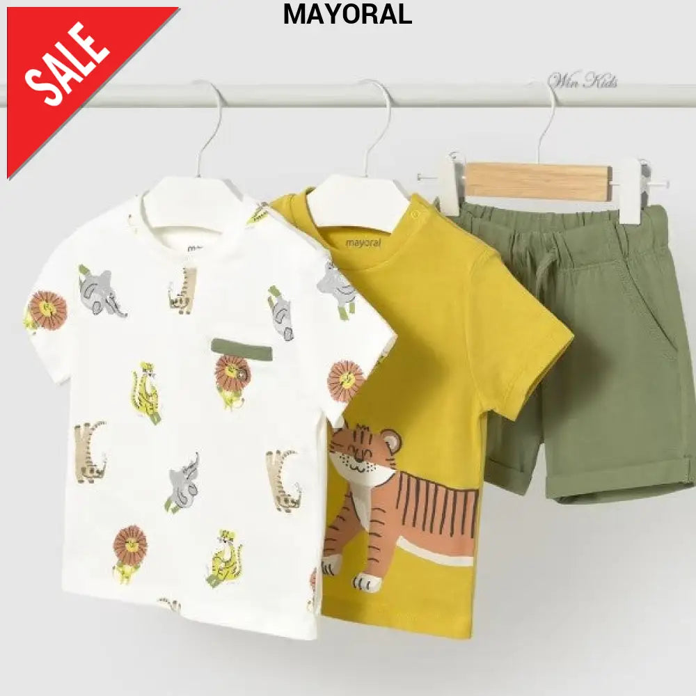 Completo MAYORAL 2 t-shirt e pantaloncino da bambino 6 mesi - 4anni Completi