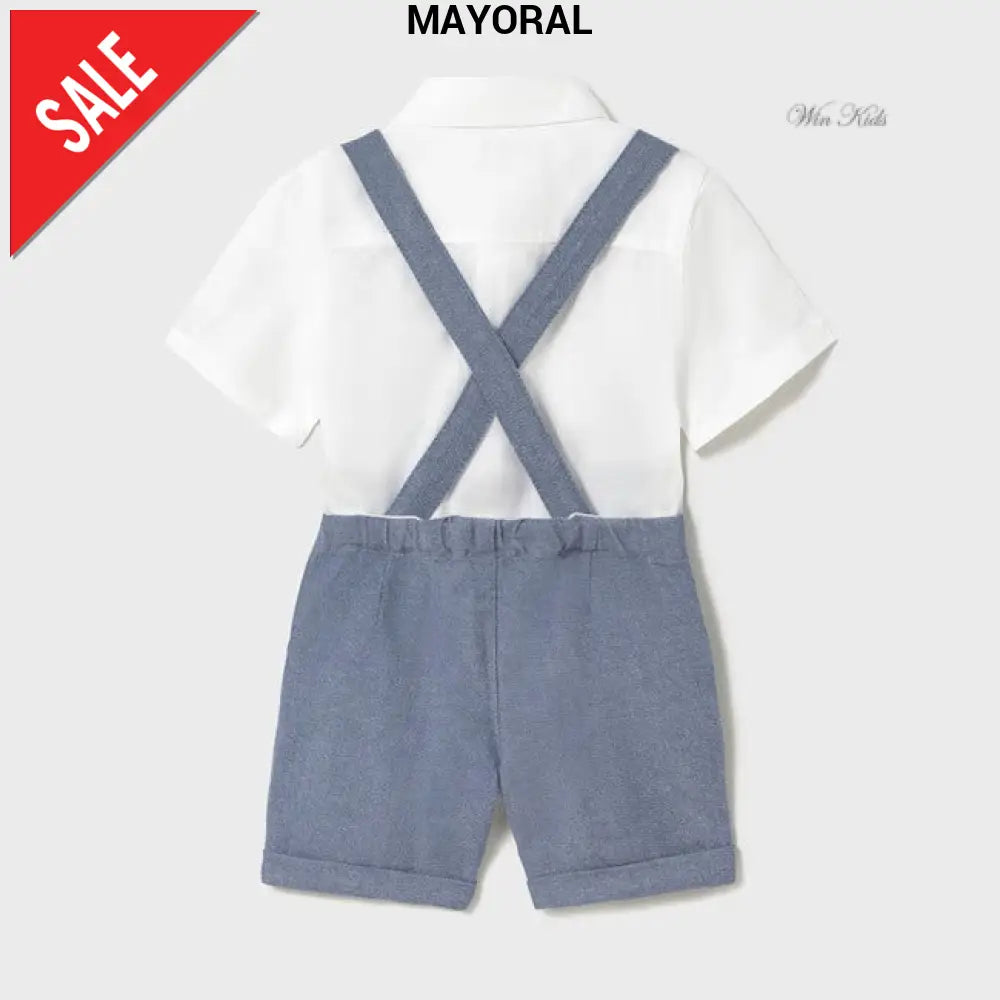 Completo MAYORAL bermuda con bretelle camicia e papillon 6 mesi - 4 anni Completi