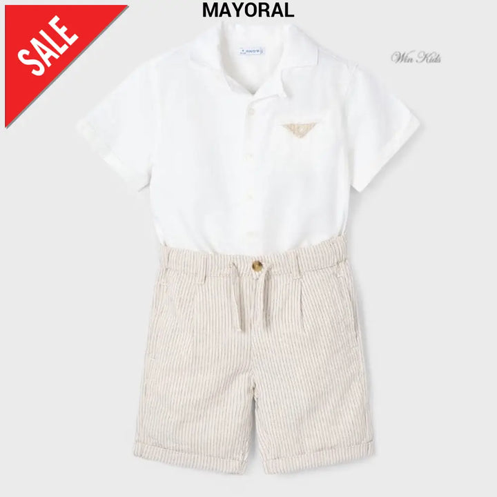 Completo MAYORAL camicia e bermuda in misto lino 2 anni - 10 anni Completi