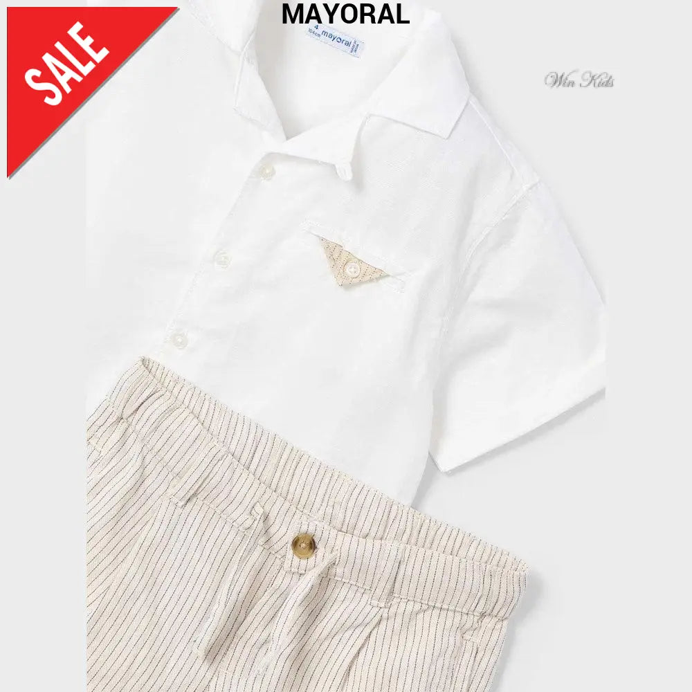 Completo MAYORAL camicia e bermuda in misto lino 2 anni - 10 anni Completi