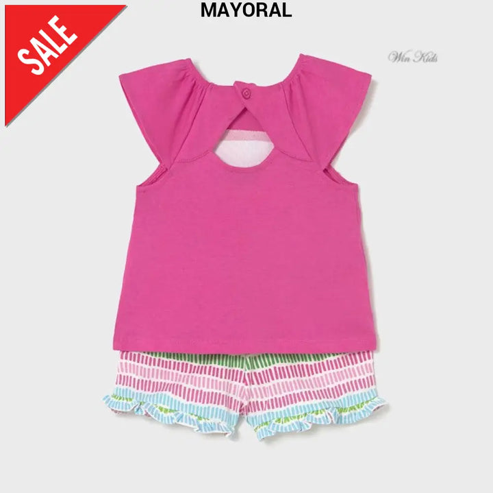 Completo MAYORAL frutti fucsia t-shirt e pantaloncino dalla 6 mesi alla 4 anni Completi