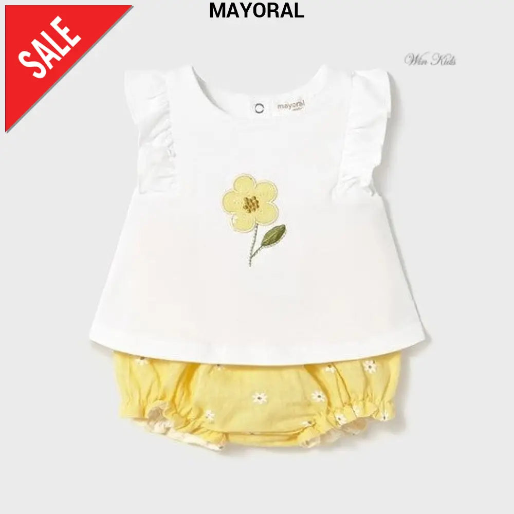 Completo MAYORAL neonata bianco e giallo 1 mese - 18 mesi Completi