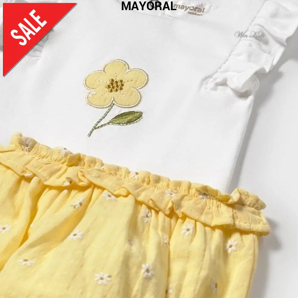 Completo MAYORAL neonata bianco e giallo 1 mese - 18 mesi Completi