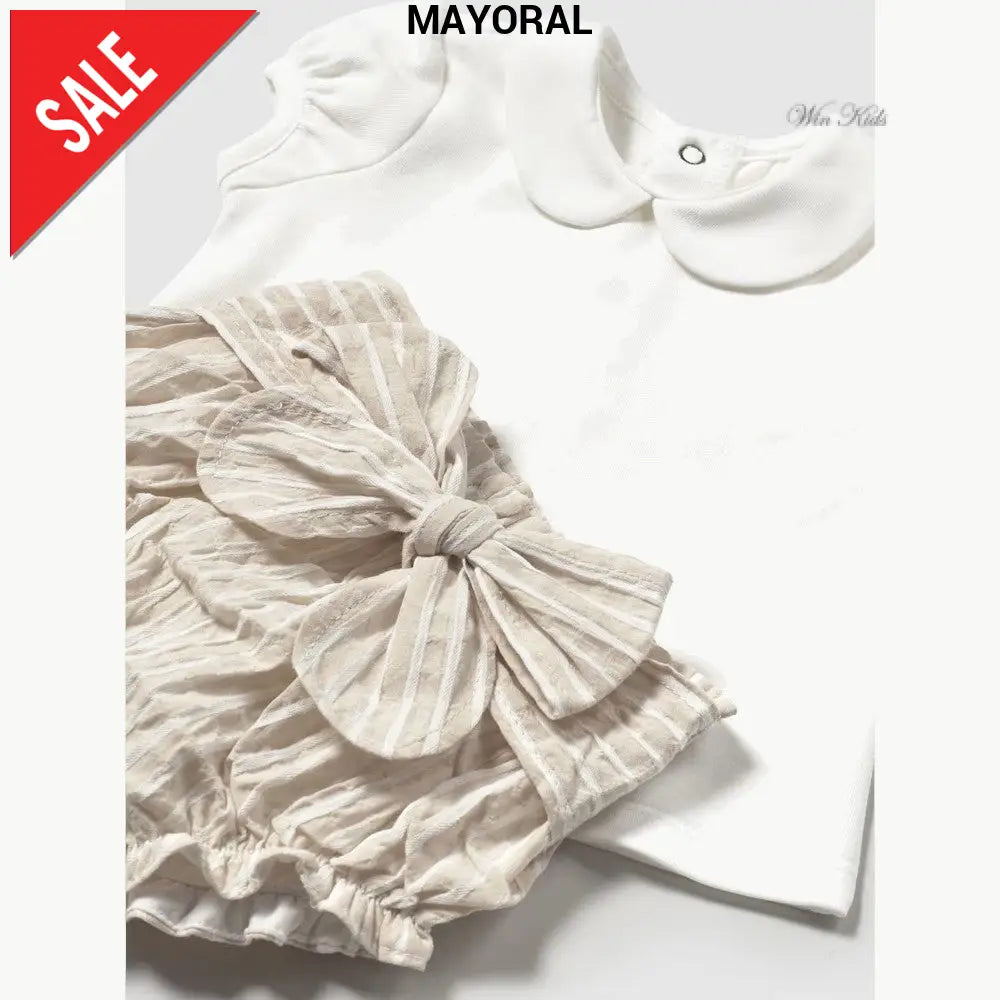 Completo MAYORAL neonata cardigan polo e pantaloncino beige 1 mese - 18 mesi Completi