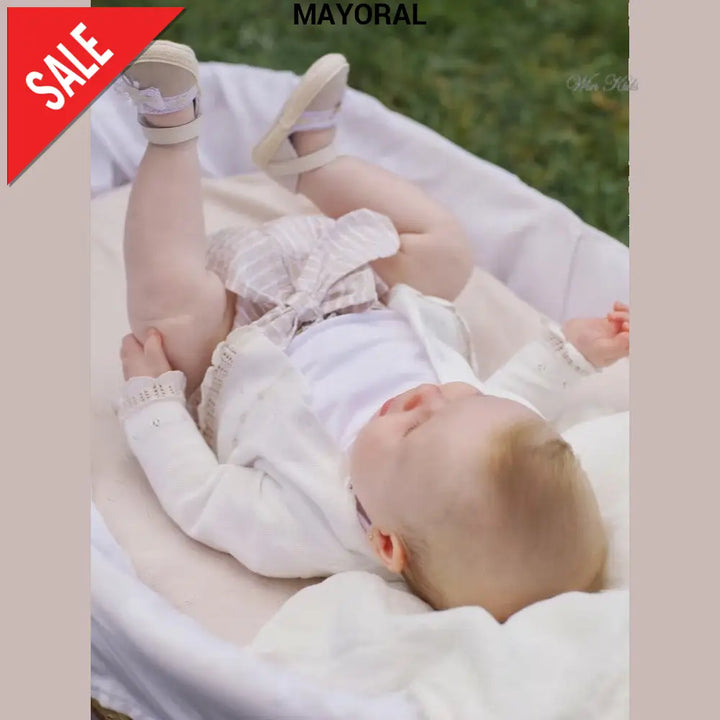 Completo MAYORAL neonata cardigan polo e pantaloncino beige 1 mese - 18 mesi Completi