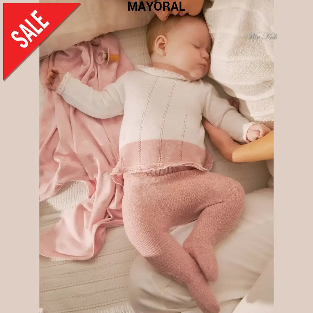 Completo MAYORAL neonata in filo panna e rosa mesi - 9 mesi Completi