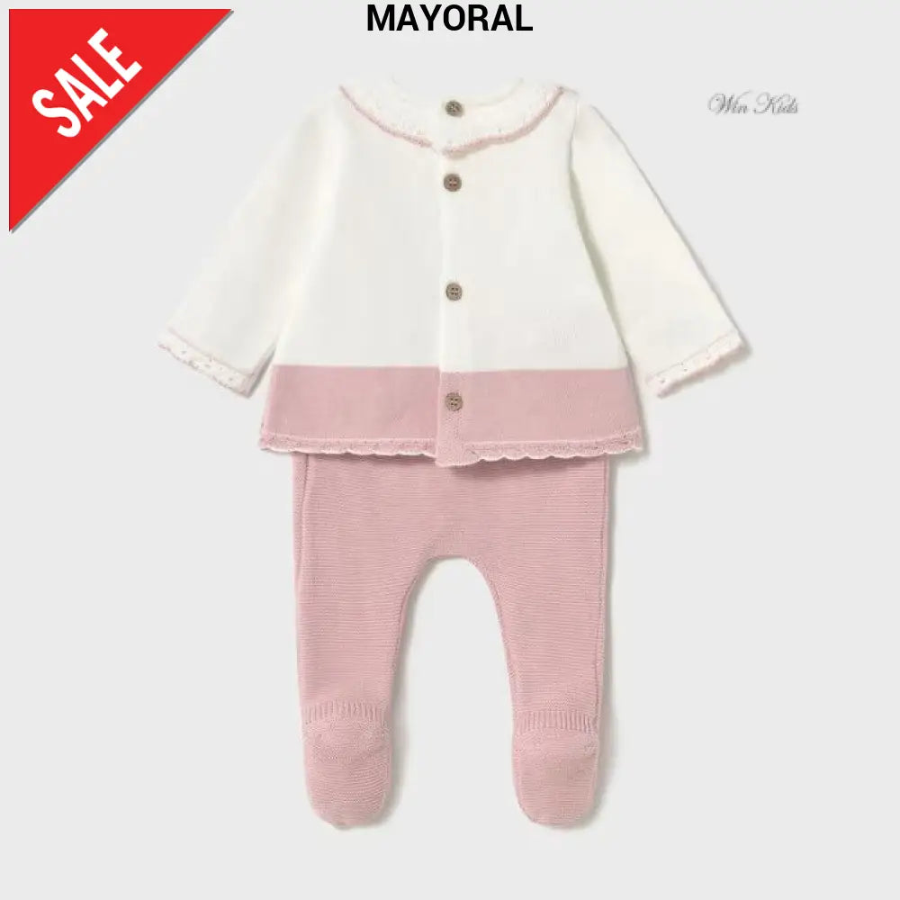 Completo MAYORAL neonata in filo panna e rosa mesi - 9 mesi Completi