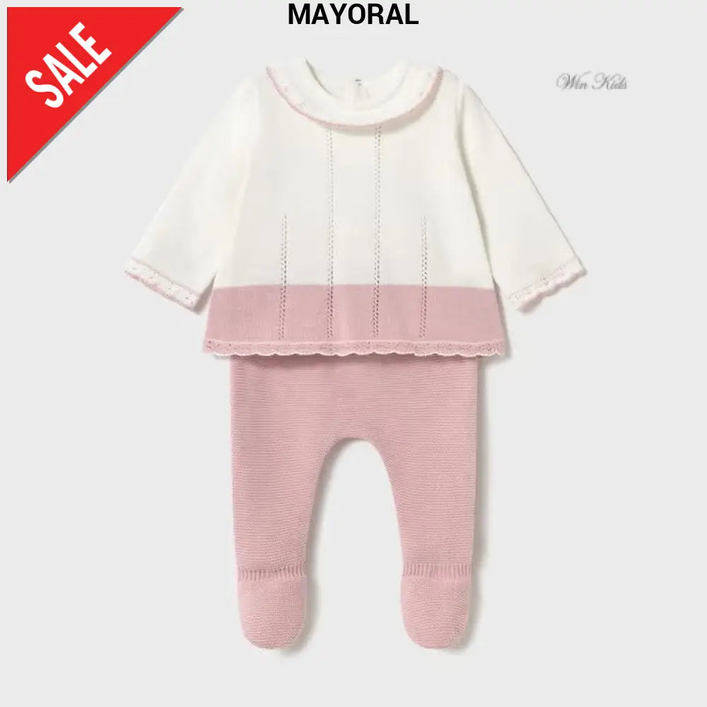 Completo MAYORAL neonata in filo panna e rosa mesi - 9 mesi Completi