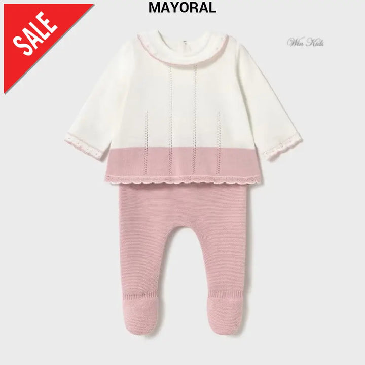 Completo MAYORAL neonata in filo panna e rosa mesi - 9 mesi Completi