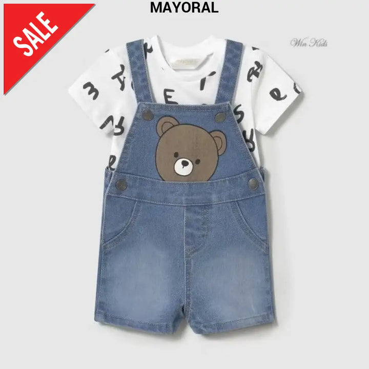 Completo MAYORAL salopette in jeans con orsetto e t-shirt 1 mese - 18 mesi Completi