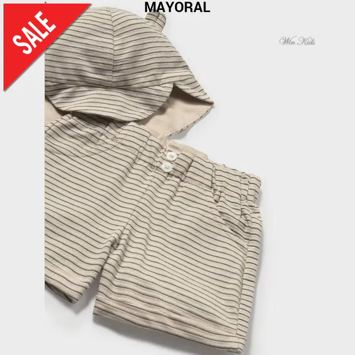 Completo MAYORAL t-shirt bermuda e cappello fantasia rigata 6 mesi - 4 anni Completi