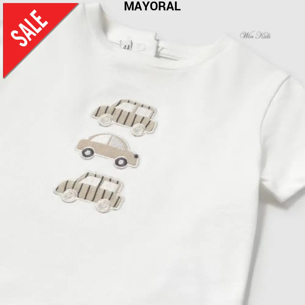 Completo MAYORAL t-shirt bermuda e cappello fantasia rigata 6 mesi - 4 anni Completi