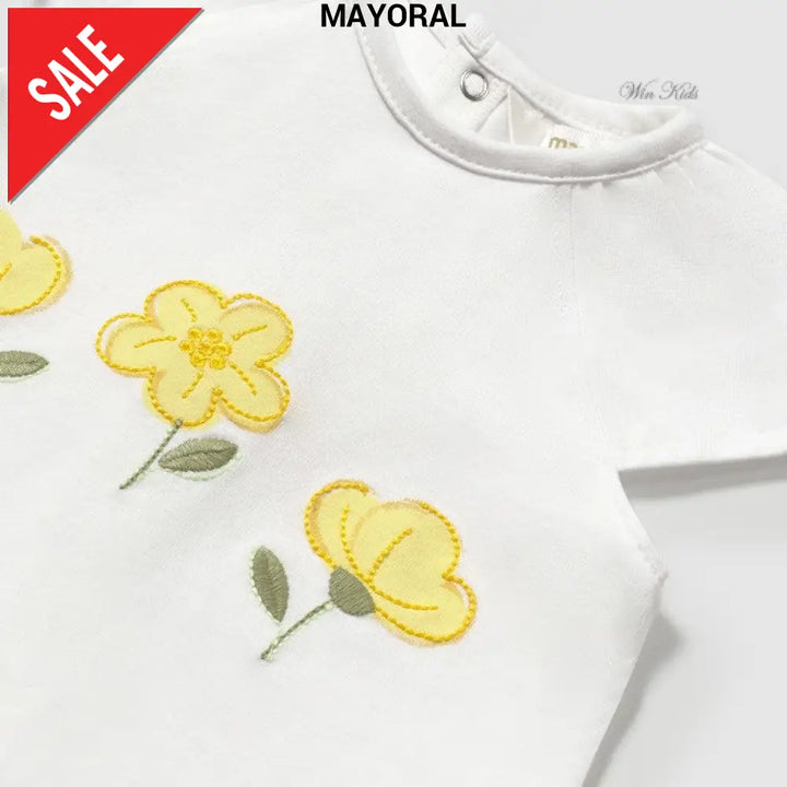 Completo MAYORAL t-shirt leggings e fascia margherite giallo 1 mese - 18 mesi Completi