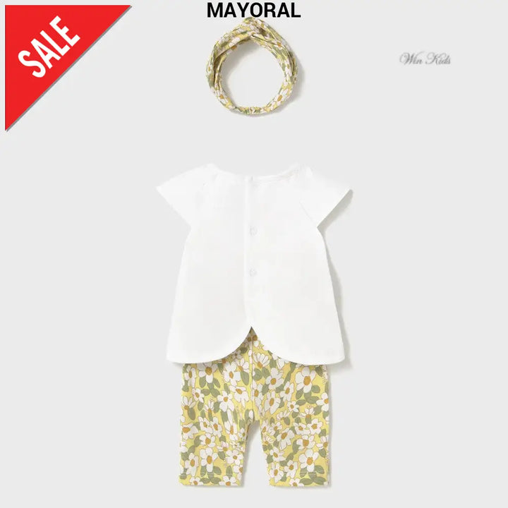 Completo MAYORAL t-shirt leggings e fascia margherite giallo 1 mese - 18 mesi Completi
