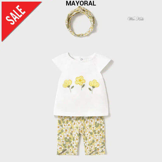 Conjunto MAYORAL, camiseta, legging e faixa de margarida, amarelo 1 mês - 18 meses Conjuntos