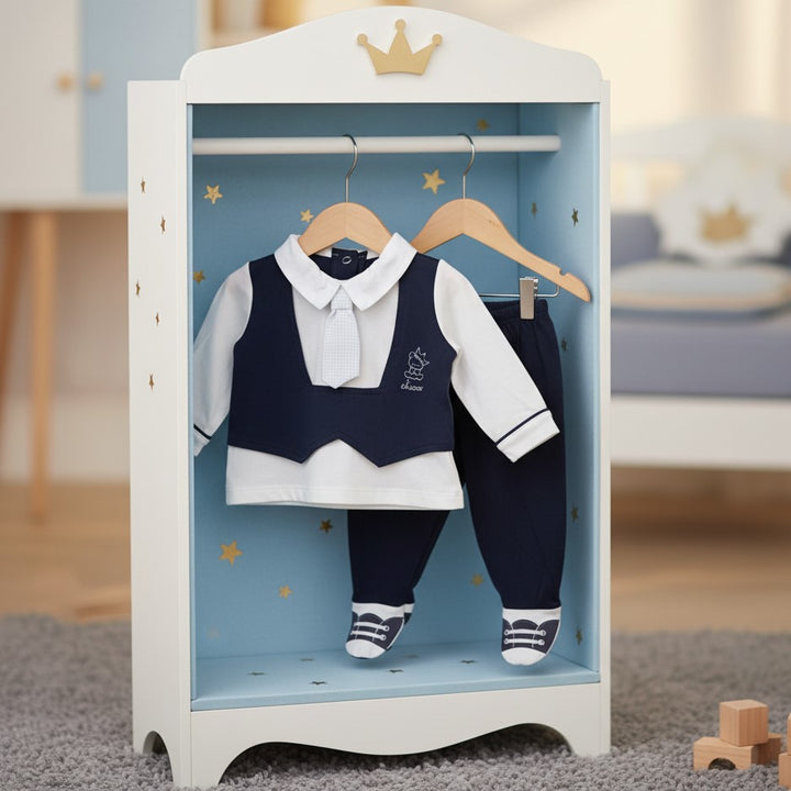 Completo CHICCO in cotone da neonato con cravattino removibile 1 mese - 6 mesi